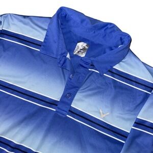 Callaway Polo Shirt XL Blue Striped Opti-Dri Performance Short Sleeve Golf Tee